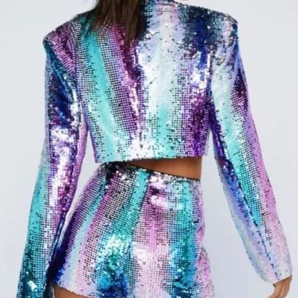 Nasty Gal Sequin Cropped Blazer NWT - Picture 6 of 7